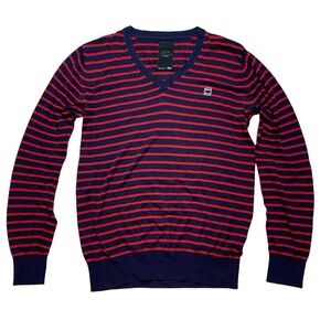 G-Star Correctline Raw Ives V Neck Sweater XL Red blue stripes